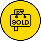 Yellow &ldquo;Sold&rdquo; sign circle icon
