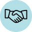 Handshake icon in blue circle