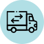 Delivery truck icon in blue circle