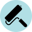 Paint roller icon in blue circle