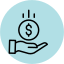 Hand catching falling dollar coin icon