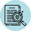 Document with magnifying glass blue icon