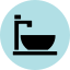 Faucet and sink icon in blue circle
